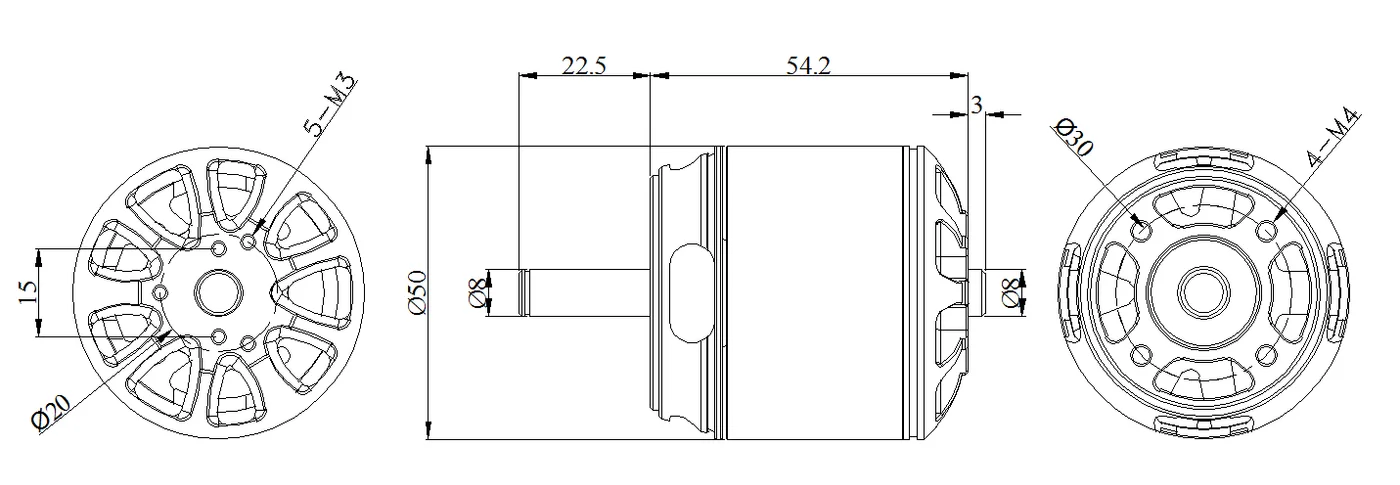 Flash Hobby Turbo 5055 600kv Brushless Outrunner Motor Diagram